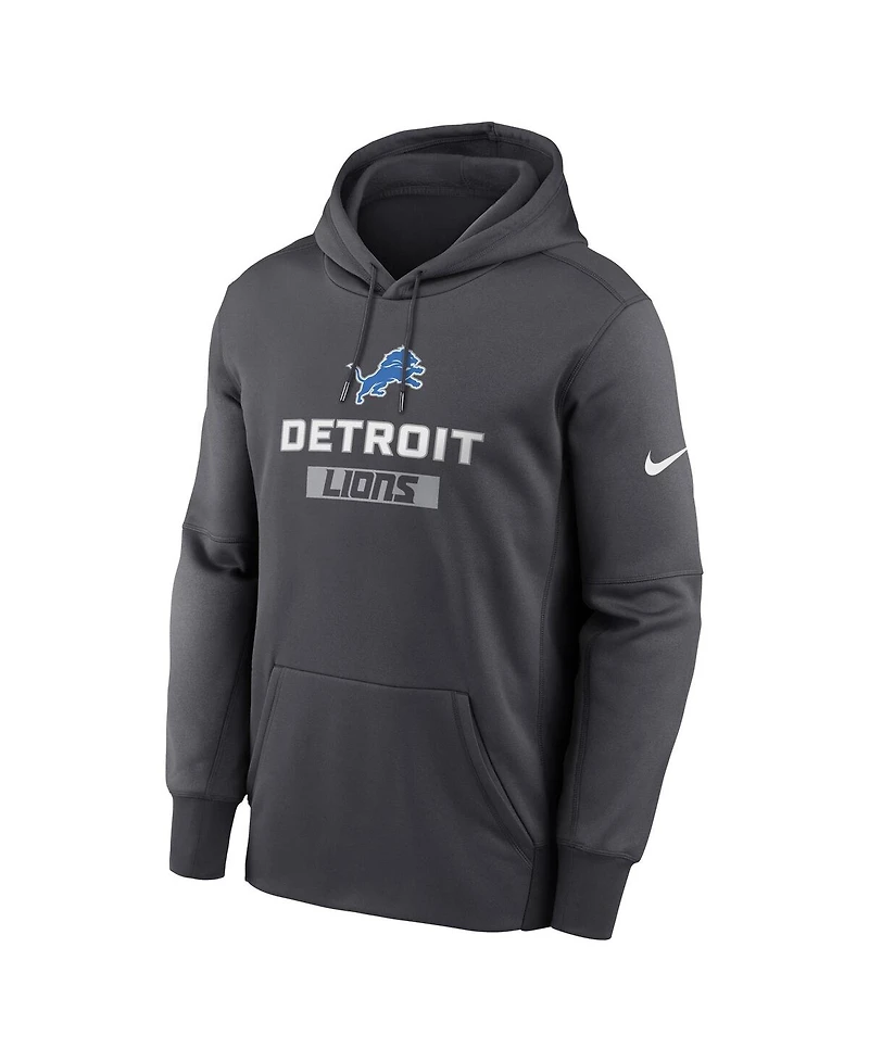 Nike Men's Anthracite Detroit Lions Toss Sweep Performance Pullover Hoodie