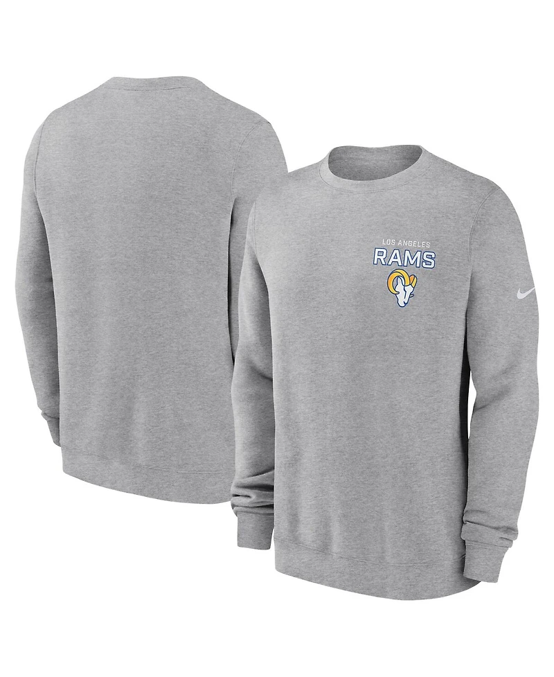 Nike Men's Heather Gray Los Angeles Rams Primetime Club Fleece Pullover Sweatshirt