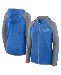 Fanatics Women's Blue/Gray Detroit Lions Redzone End Around Pass Raglan Full-Zip Hoodie
