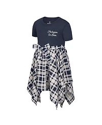 Colosseum Girls Toddler Navy Michigan Wolverines Marceline Plaid Dress