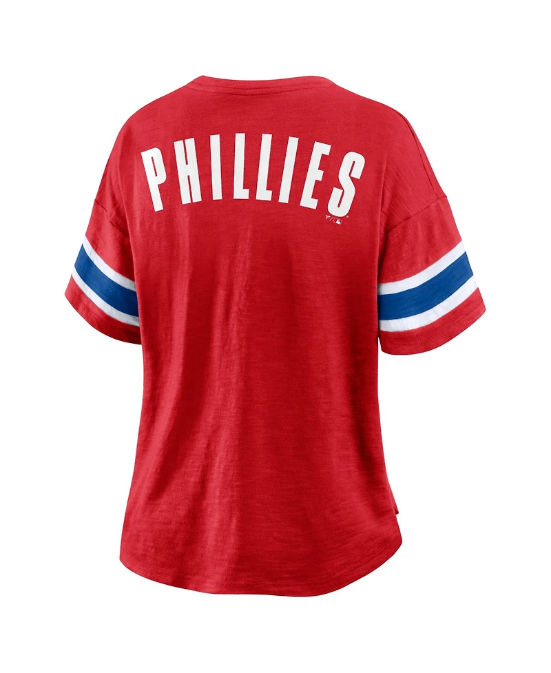 Fanatics Women's Red Philadelphia Phillies Curl Route T-Shirt