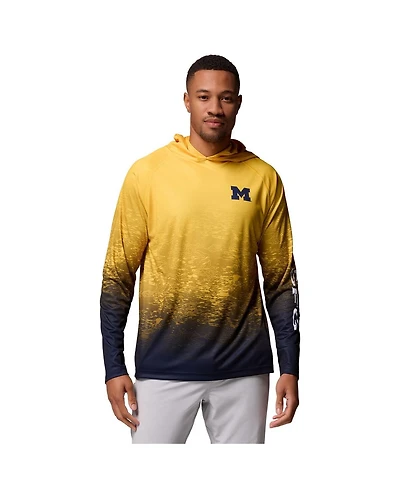 Columbia Men's Maize Michigan Wolverines Pfg Gradient Water Super Terminal Tackle Hoodie Omni-Wick T-Shirt