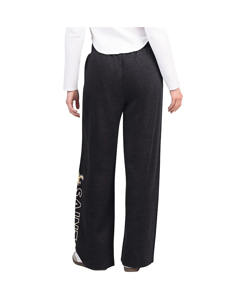 G-iii 4Her by Carl Banks Women's Black New Orleans Saints Field Wide Leg Sweatpants