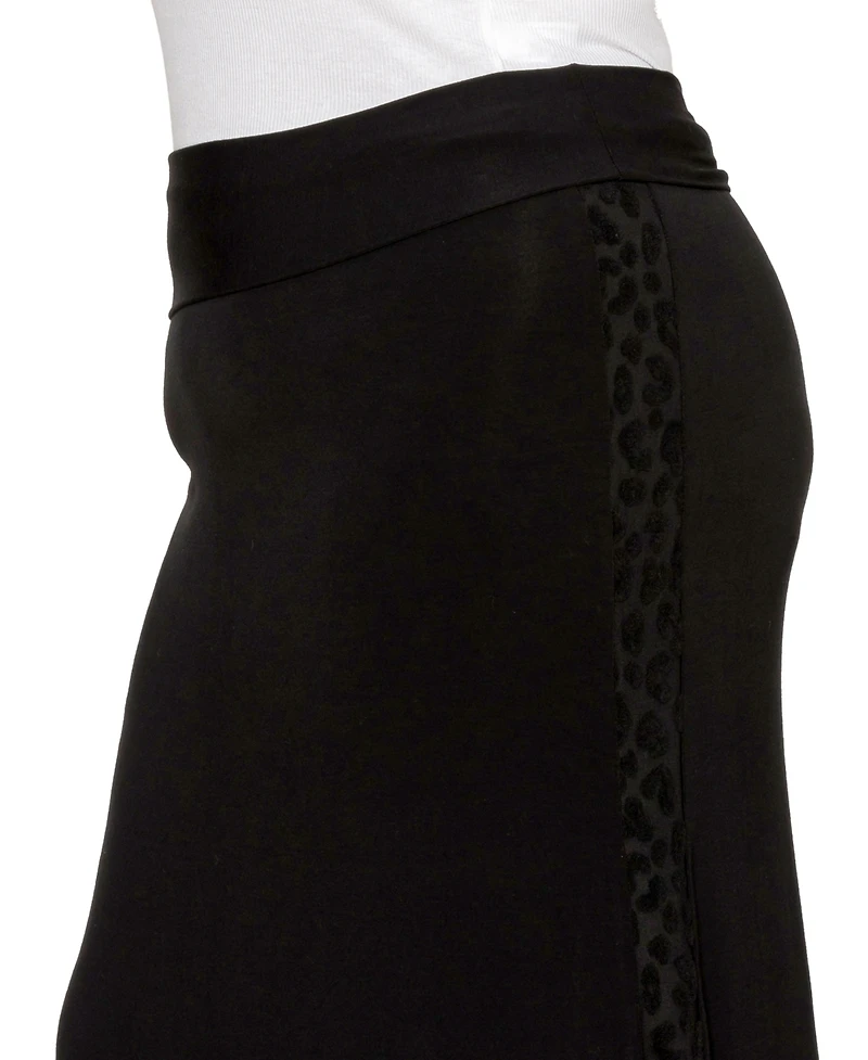 Coin 1804 Plus Cheetah Burnout Contrast Fold Over Midi Skirt