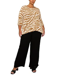 Coin 1804 Plus Textured Zebra Button Back Top