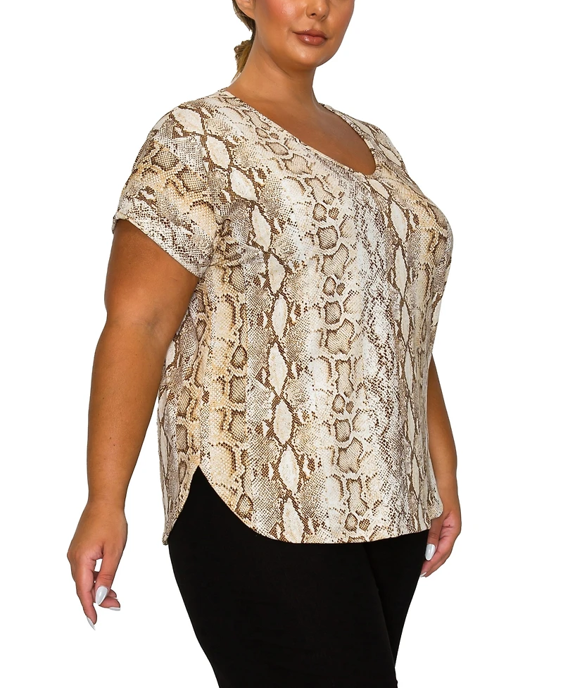 Coin 1804 Plus Python Rolled Short Sleeve Top