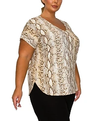 Coin 1804 Plus Python Rolled Short Sleeve Top