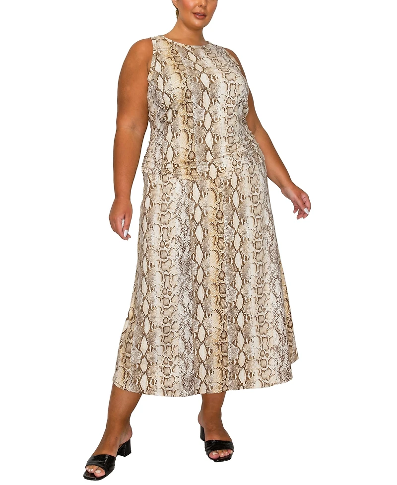 Coin 1804 Plus Python Elastic Waist Maxi Skirt