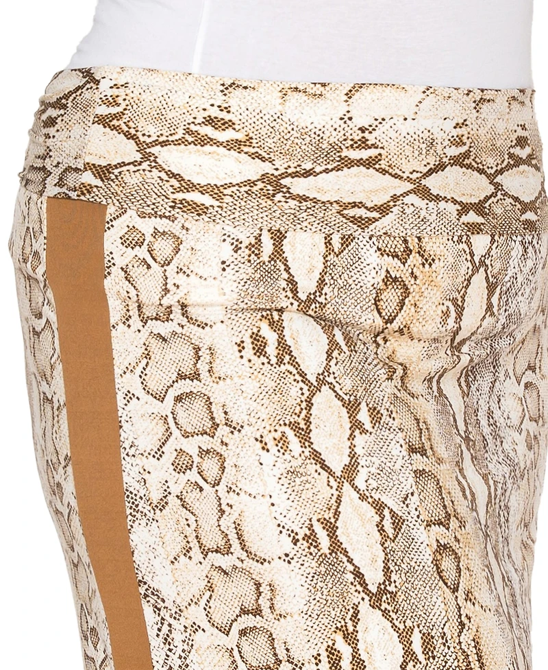Coin 1804 Plus Python Side Contrast Fold Over Midi Skirt