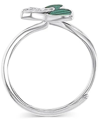 Macy's Butterfly Adjustable Ring (1.85 ct. t.w.) Malachite, (0.144 Cubic Zirconia Sterling Silver