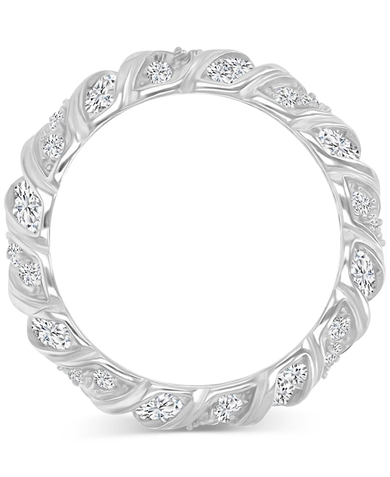 Macy's Cubic Zirconia Baguette Cut Twisted Eternity Ring (4.55 ct.t.w.) Sterling Silver