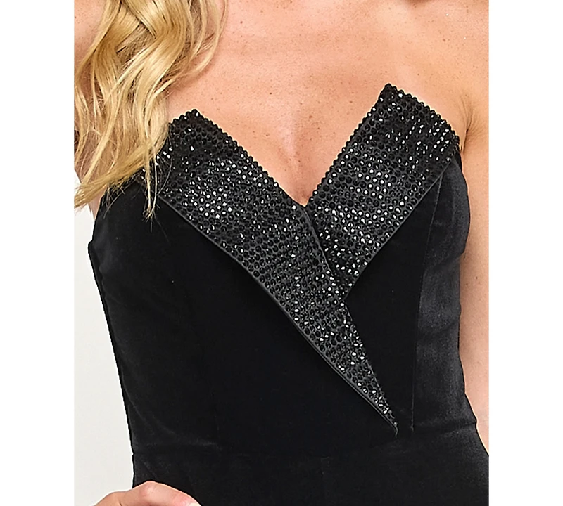 Seni & Cade Juniors Velvet Tuxedo Jumpsuit