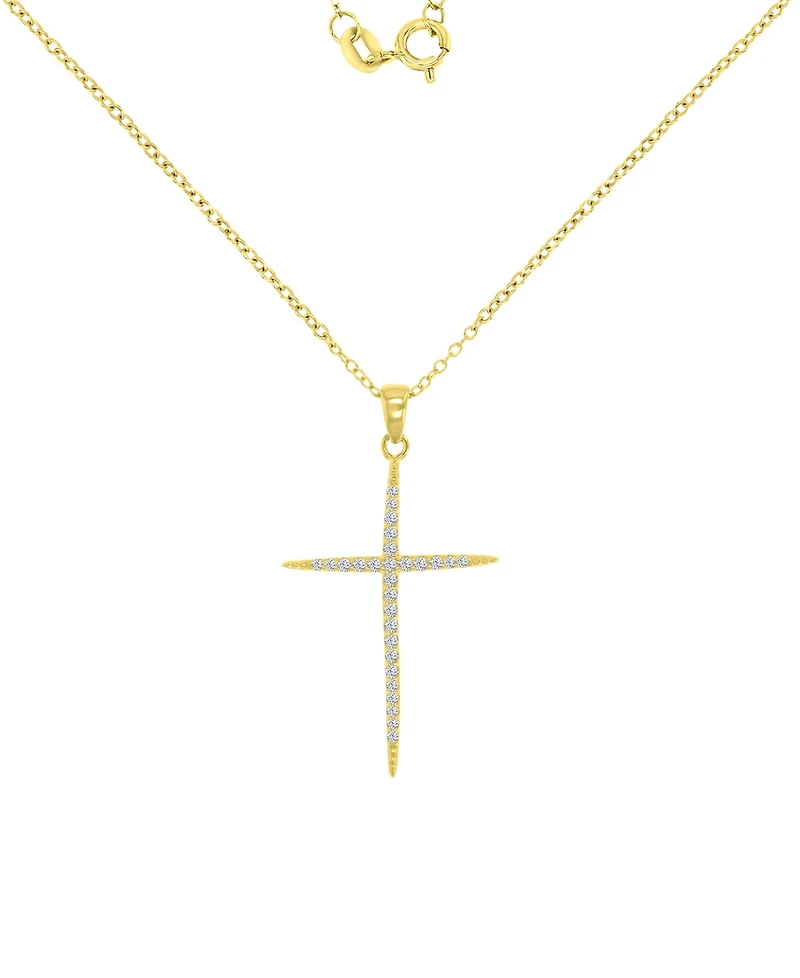 Macy's Cubic Zirconia Necklace (0.303 ct.t.w.) in 14k Yellow Gold over Sterling Silver