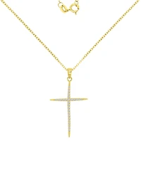 Macy's Cubic Zirconia Necklace (0.303 ct.t.w.) in 14k Yellow Gold over Sterling Silver