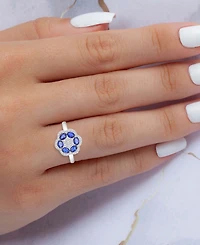 Macy's Blue Sapphire (1.2 ct. t.w.) and White (0.47 Ring Sterling Silver