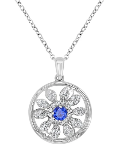 Macy's Diamond Blue Sapphire (0.37 ct. t.w.) and White Sapphire (0.32 ct. t.w.) Necklace in Sterling Silver