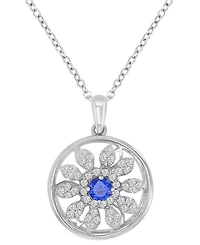 Macy's Diamond Blue Sapphire (0.37 ct. t.w.) and White Sapphire (0.32 ct. t.w.) Necklace in Sterling Silver