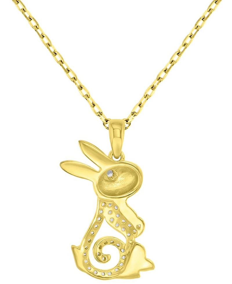 Macy's Onyx (0.006 ct. t.w.) and White Sapphire (0.072 ct. t.w.) Necklace in 14k Yellow Gold over Sterling Silver