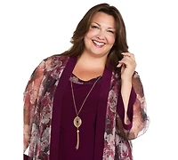 R & M Richards Plus 2-Piece Floral Jacket and Scoop Neck Dress