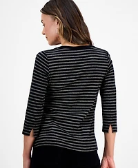 Style & Co Petite Striped Boat-Neck Top, Macy's Exclusive