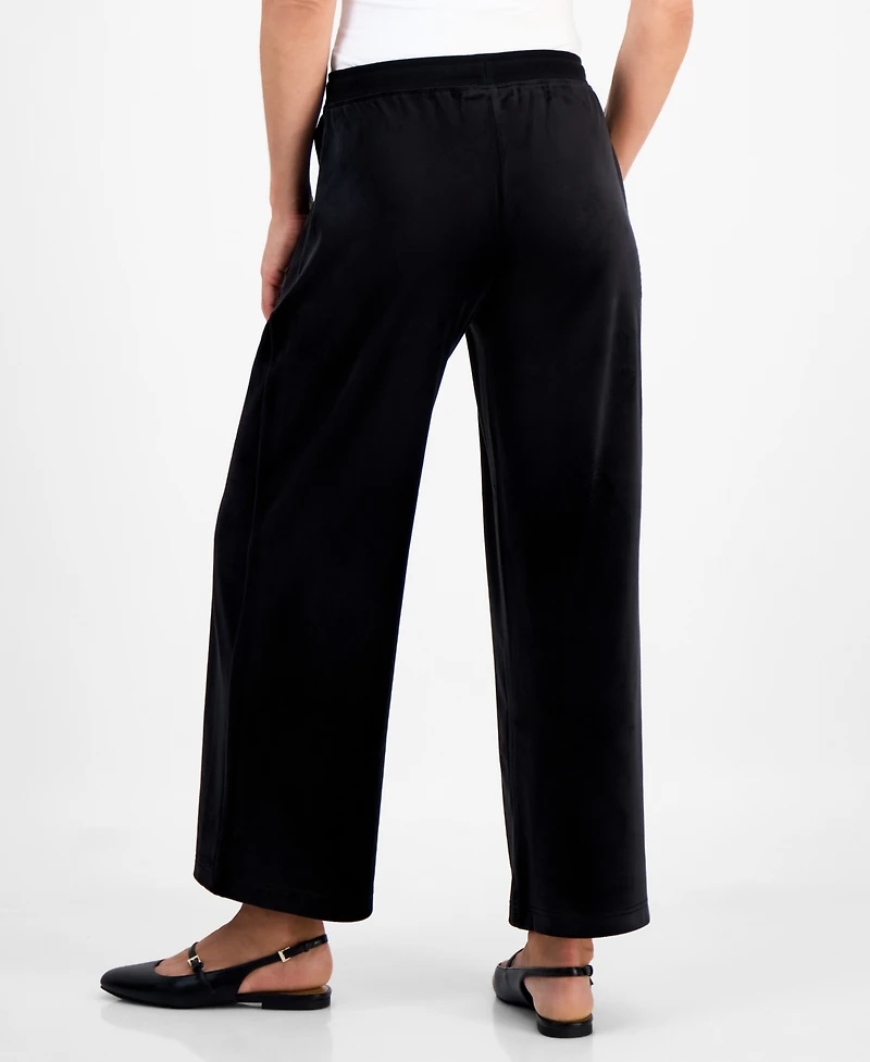 Style & Co Petite Pull-On Wide-Leg Velour Lounge Pants, Macy's Exclusive