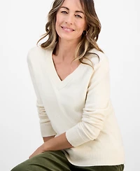 Style & Co Petite Holly Shine V-Neck Sweater, Macy's Exclusive