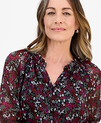 Style & Co Petite Romance Ditsy Shine Top, Macy's Exclusive