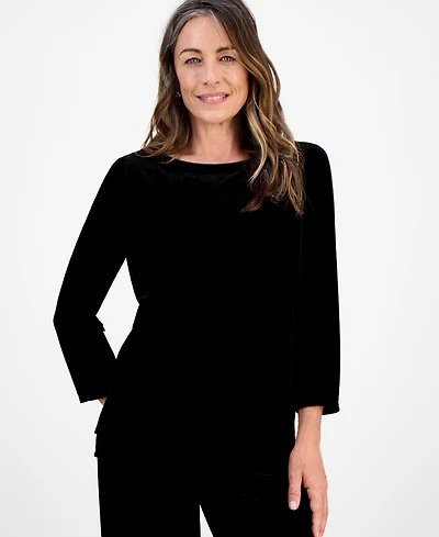 Style & Co Petite Velvet Boat-Neck Top, Macy's Exclusive