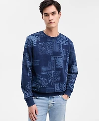 Guess Men's Indigo Paisley Print Sweatshirt