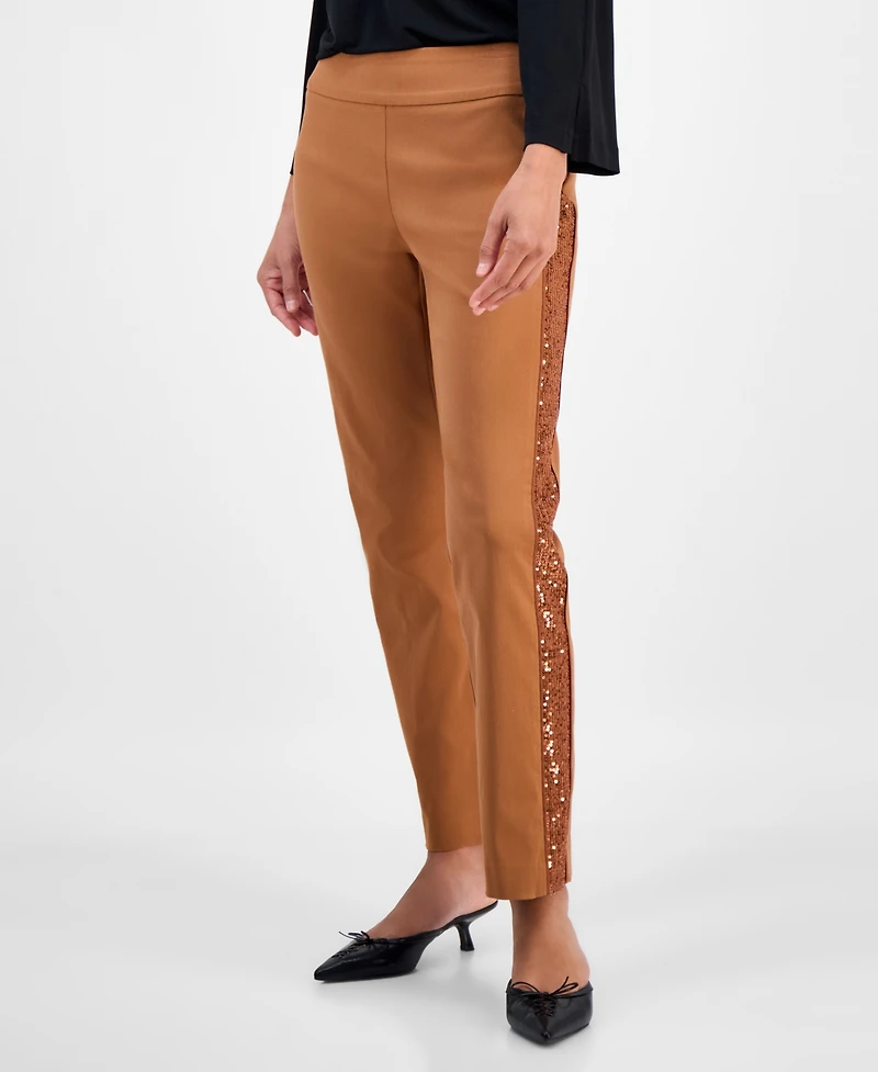 Jm Collection Petite Sequin-Trim Cambridge Pants, Macy's Exclusive