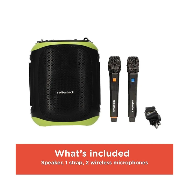 RadioShack Portable Bluetooth Karaoke Speaker, 120W, 2 Microphones Included 4001788