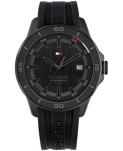 Tommy Hilfiger Men's Quartz Black Silicone Strap Watch, 43mm