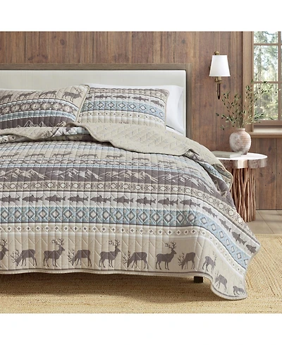 Linery & Co. Wildlife Stripe Microfiber Quilt Set With Shams