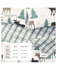 Linery & Co. Moose Evergreens Microfiber Quilt Set With Shams