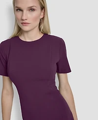 Dkny Women's Short Sleeve Jewel Neck Sheath Dress