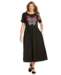 Woman Within Plus Short-Sleeve Scoopneck Empire Waist Dress