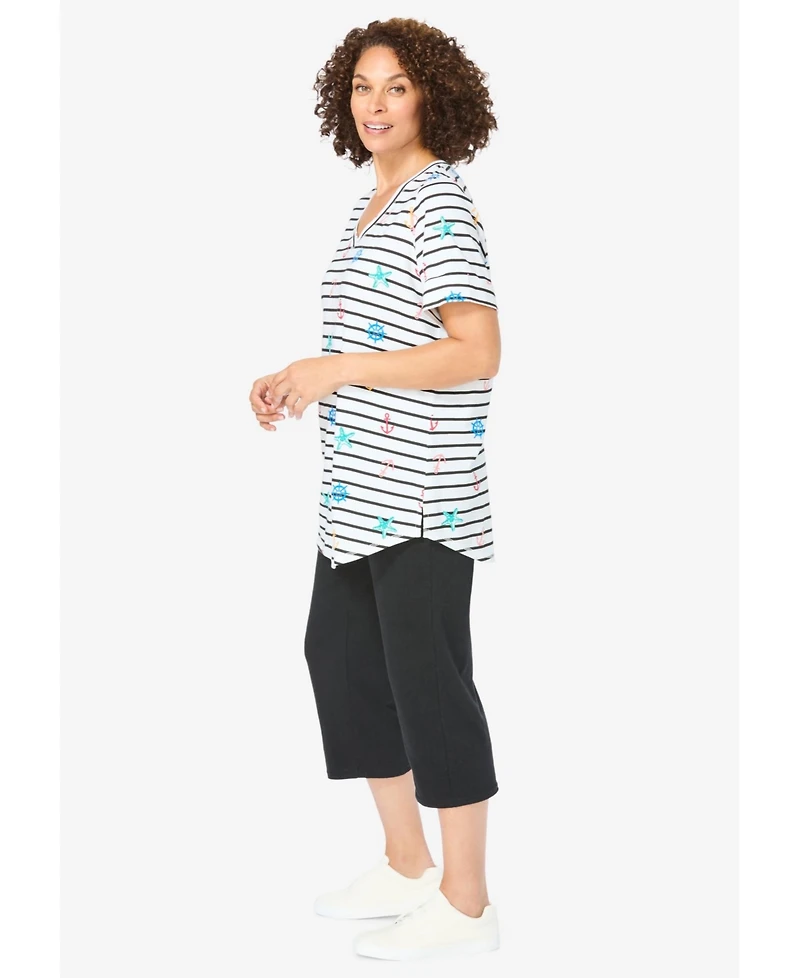 Woman Within Women's Two-Piece V-Neck Tunic & Capri Set