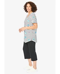 Woman Within Women's Two-Piece V-Neck Tunic & Capri Set