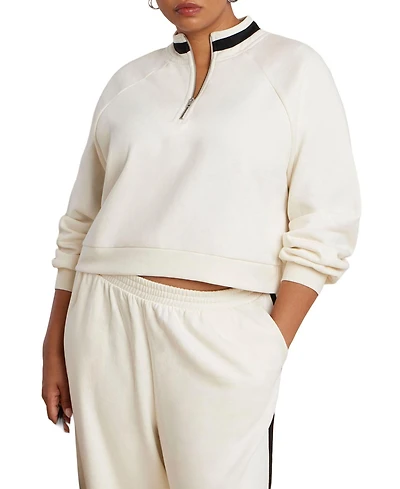 Eloquii Elements Women's Plus Size Quarter Zip Stripe Detail Sweatshirt