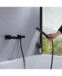 Greenspring Waterfall Single-Handle 2 Sprayer Wall Mount Bathtub Shower Faucet in Matte Black