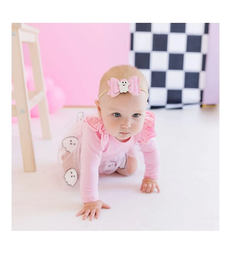 Sweet Wink Baby Girl's Girly Ghost Halloween Bow Baby Headband