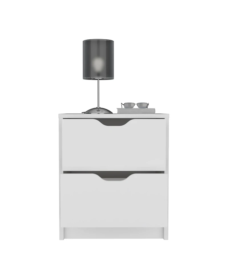 Streamdale Basilea 2 Drawers Nightstand, Pull Out System - White