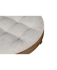 Streamdale Round Waterproof Ottoman Table Tufted Storage Coffee Table with Shelf