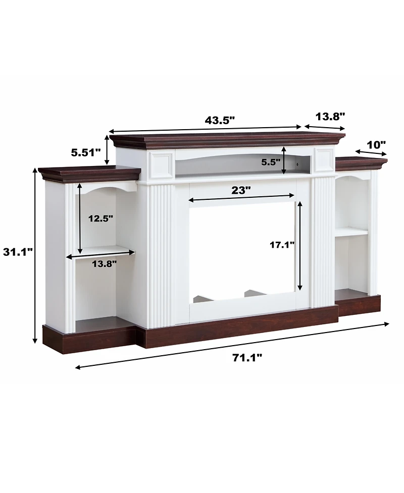 Streamdale Farmhouse Style Fireplace Tv Stand for 70-inch Tv Electric Fireplace Tv Stand for Living Room or Bedroom Storage
