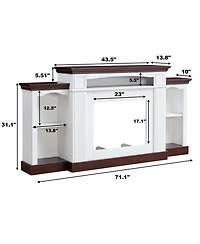 Streamdale Farmhouse Style Fireplace Tv Stand for 70-inch Tv Electric Fireplace Tv Stand for Living Room or Bedroom Storage