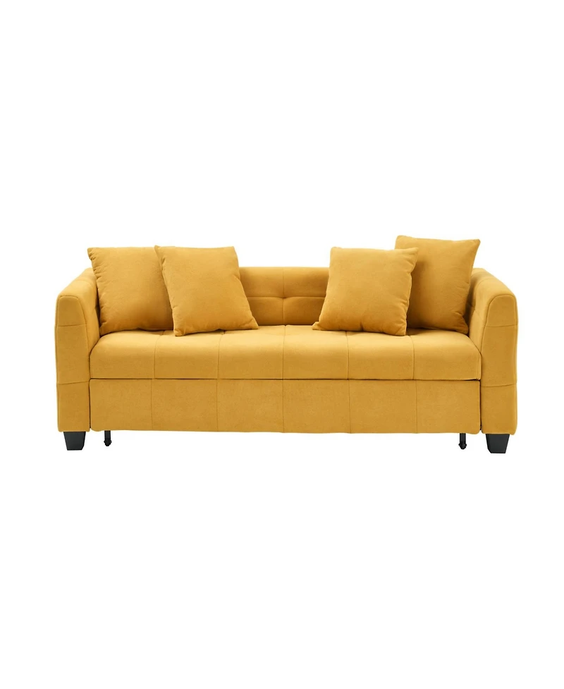 Streamdale Yellow 3-Seater Flannel Sofa Bed