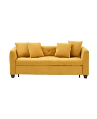 Streamdale Yellow 3-Seater Flannel Sofa Bed