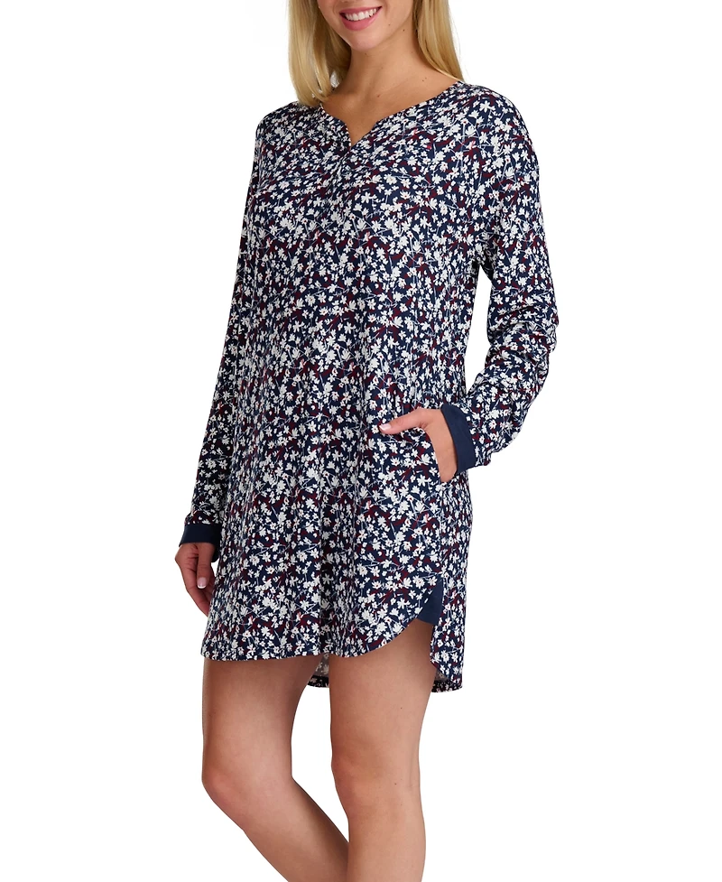 Tommy Hilfiger Women's Long Sleeve Henley Sleepshirt
