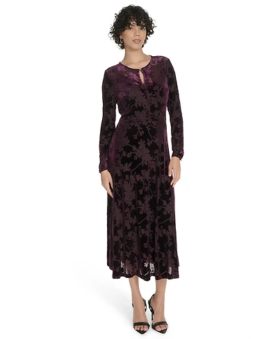 Tommy Hilfiger Women's Keyhole Printed Midi Dress