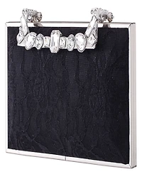 Nina Crystal Handle Lift Lock Lace Clutch